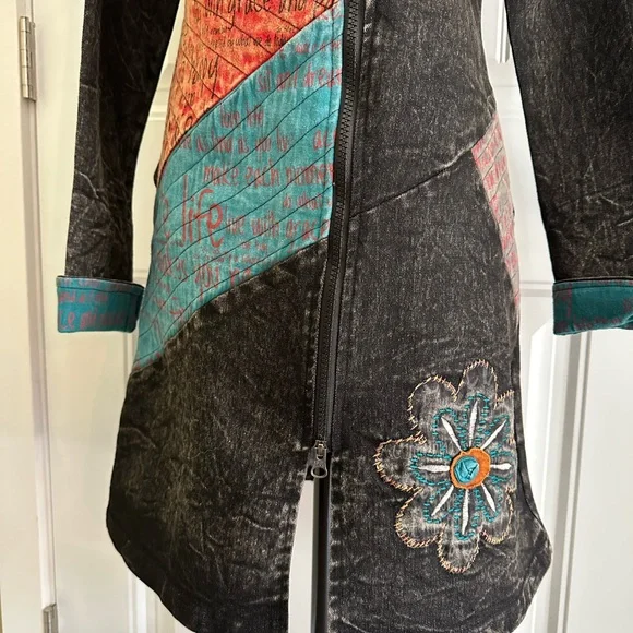 Colorful Embroidered Jean Jacket - Picture 15 of 16